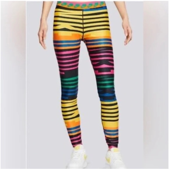 NWOT! NIKE Women Striped Multicolor Graphic Leggings Size S - Picture 7 of 7